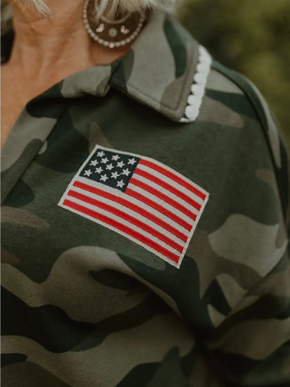 Camo Pullover Set with American Flag Patch- Rodeo Quincy - Picture 2 of 5